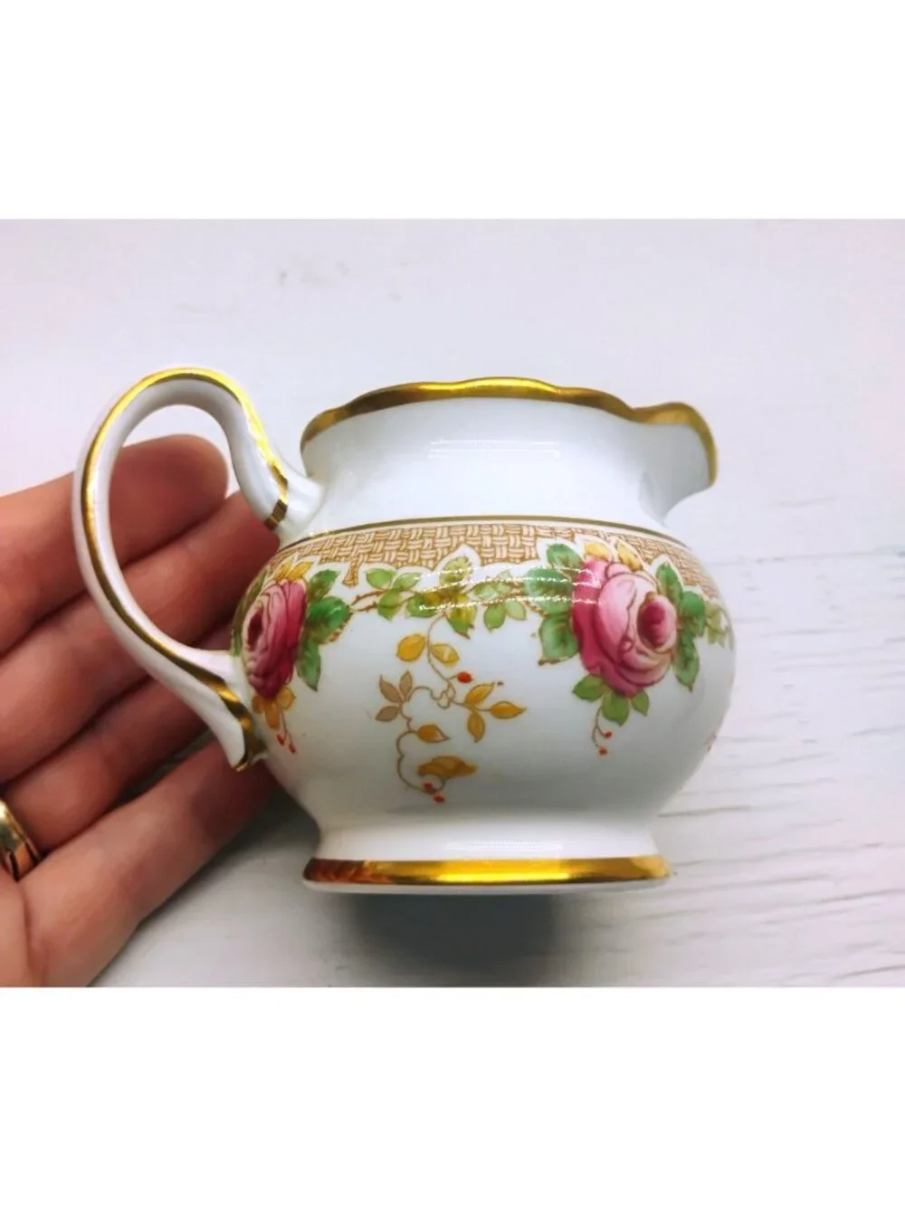 Vtg Collingwoods England Pink Rose Sugar Creamer Pitcher Set